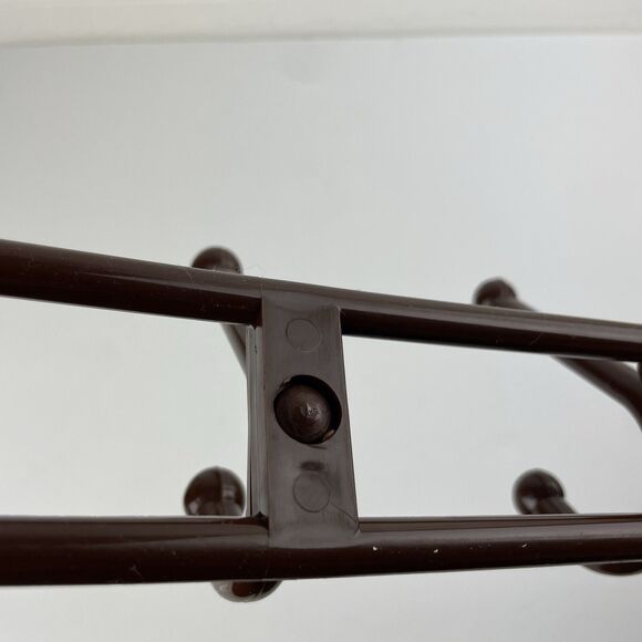 Vintage 80s Brown Plastic Wall Mounted 3 Hooks Hanger Yaffa Style Retro Entryway - Picture 5 of 11